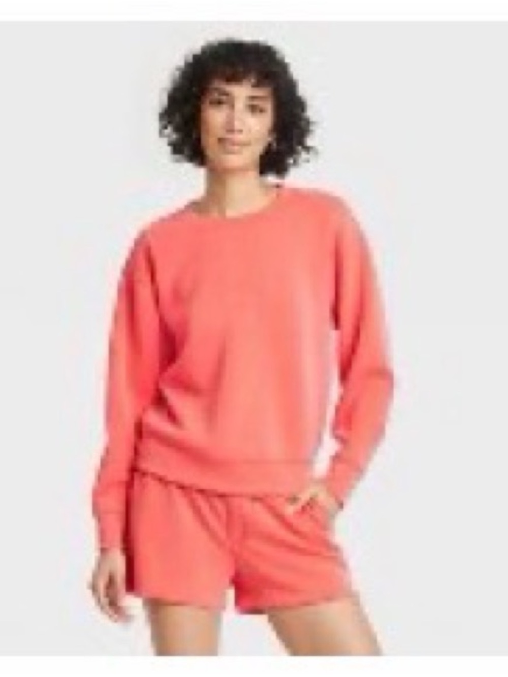 a new day (Target) Coral Sand Washed Set Sweatshirt (M) Shorts w/pocket (S)
